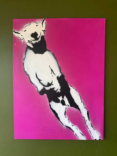 Jumping bull terrier A1 canvas